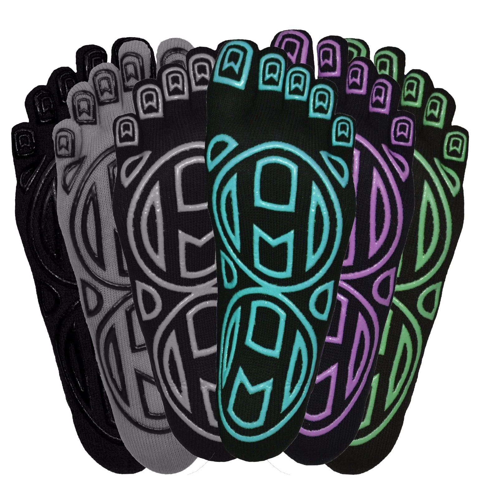 Mato & Hash  "Barefoot Feel" Yoga & Pilates 5 Toe Socks W/ Infinity Grip 3 Pair