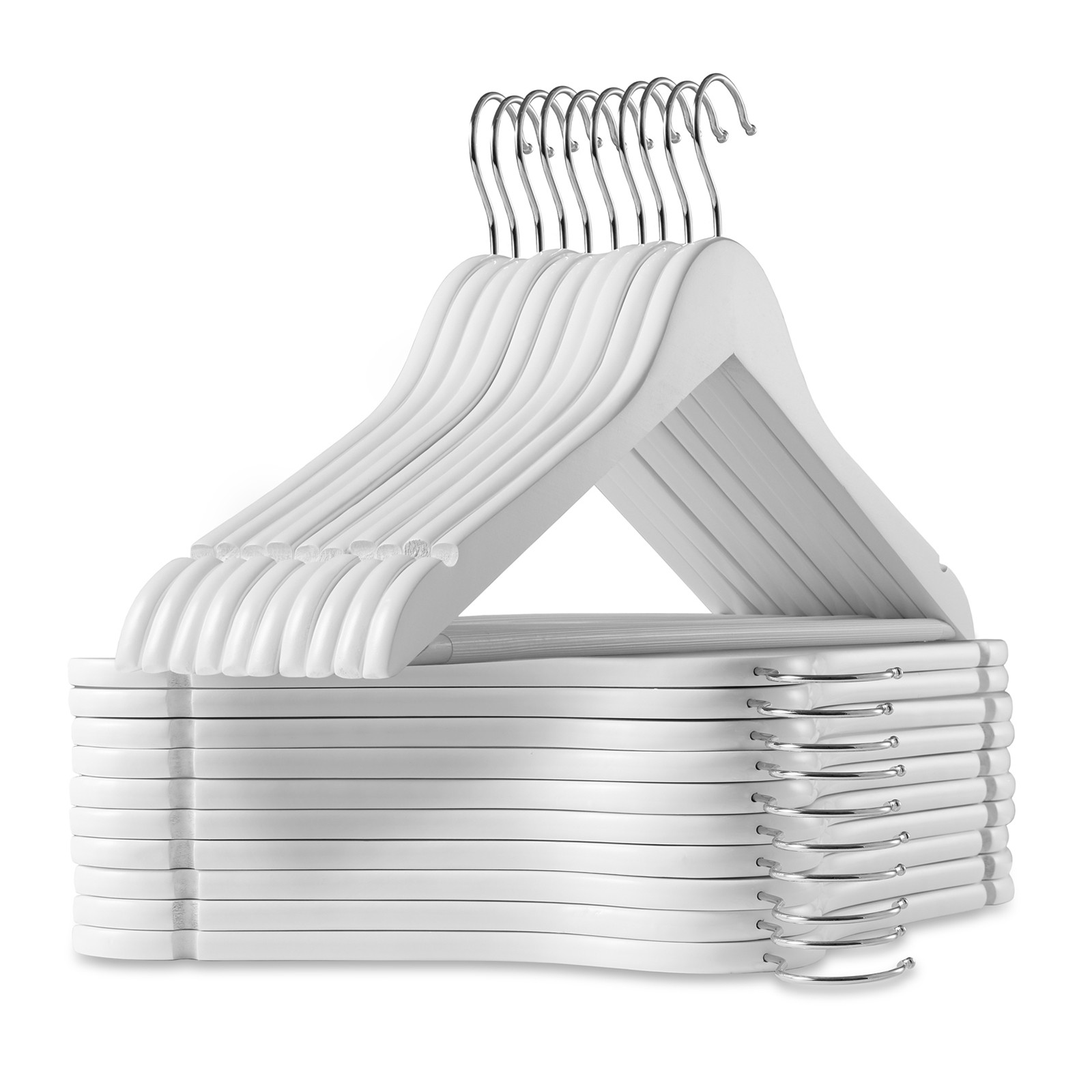 20 Wooden Suit Hangers - White