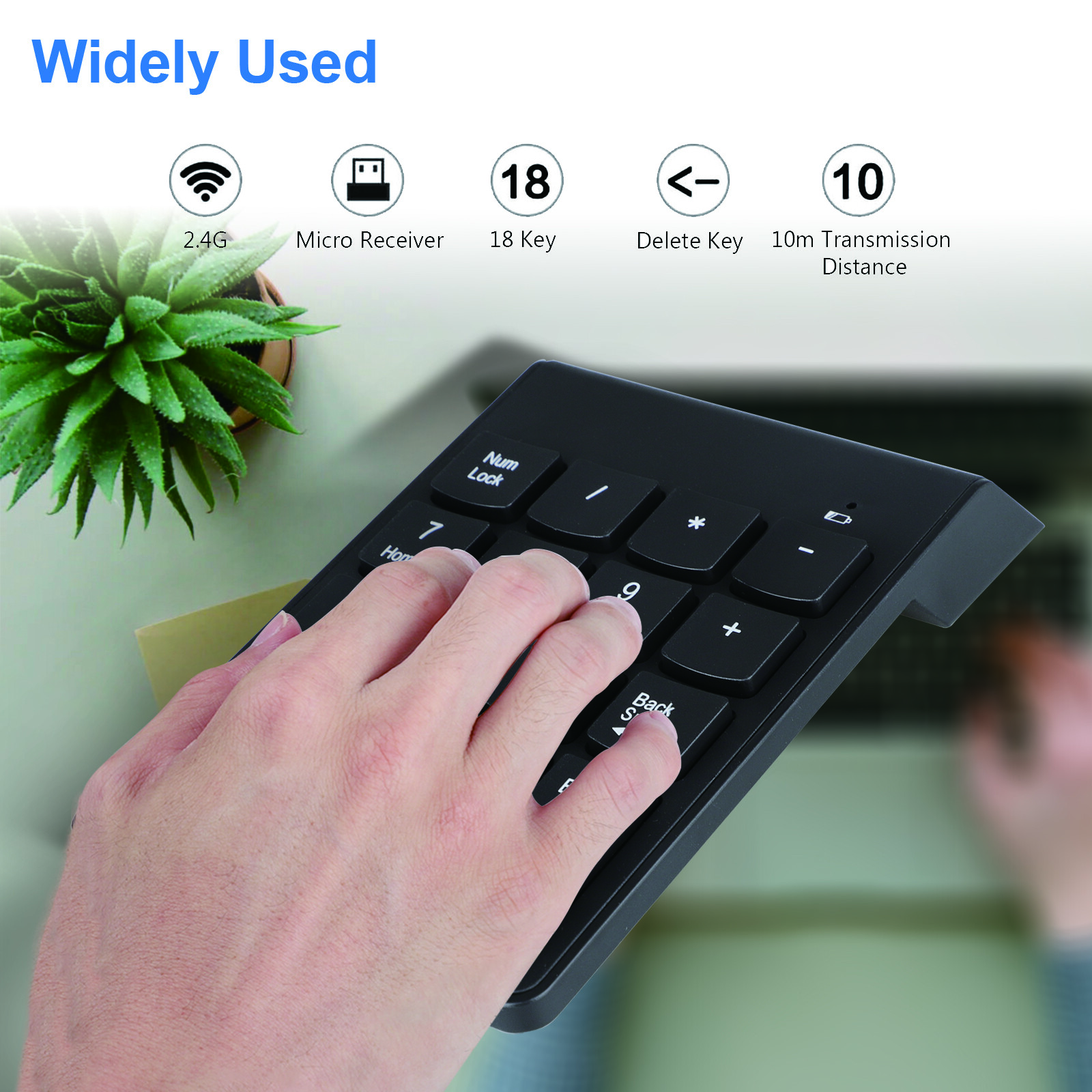 USB 2.4G Wireless Number Pad Numpad Numeric Keypad for Laptop Desktop PC 18Keys