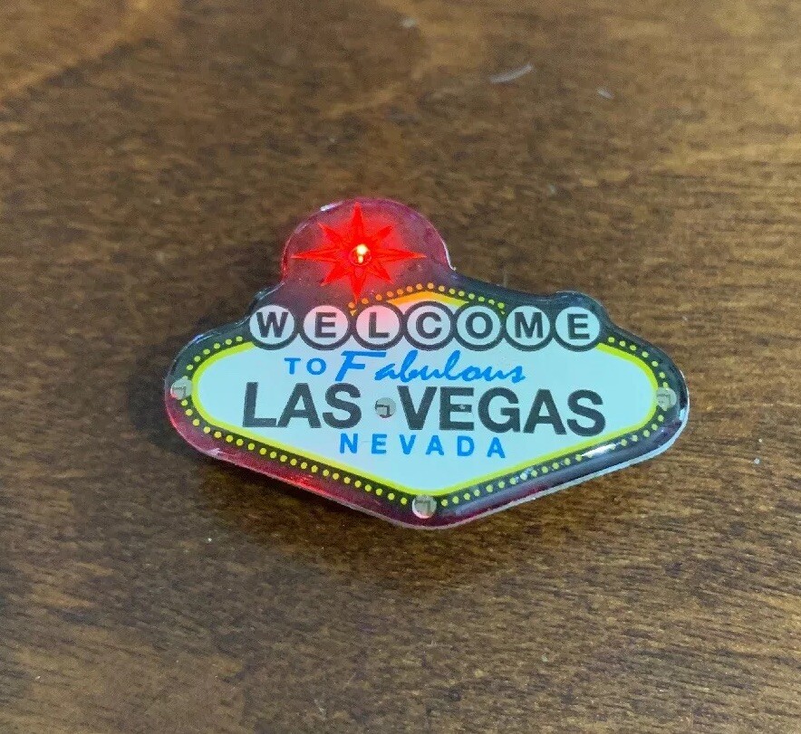 Las Vegas Welcome Sign Lighted Lapel Collector Pin Hat Jacket LED Lights New