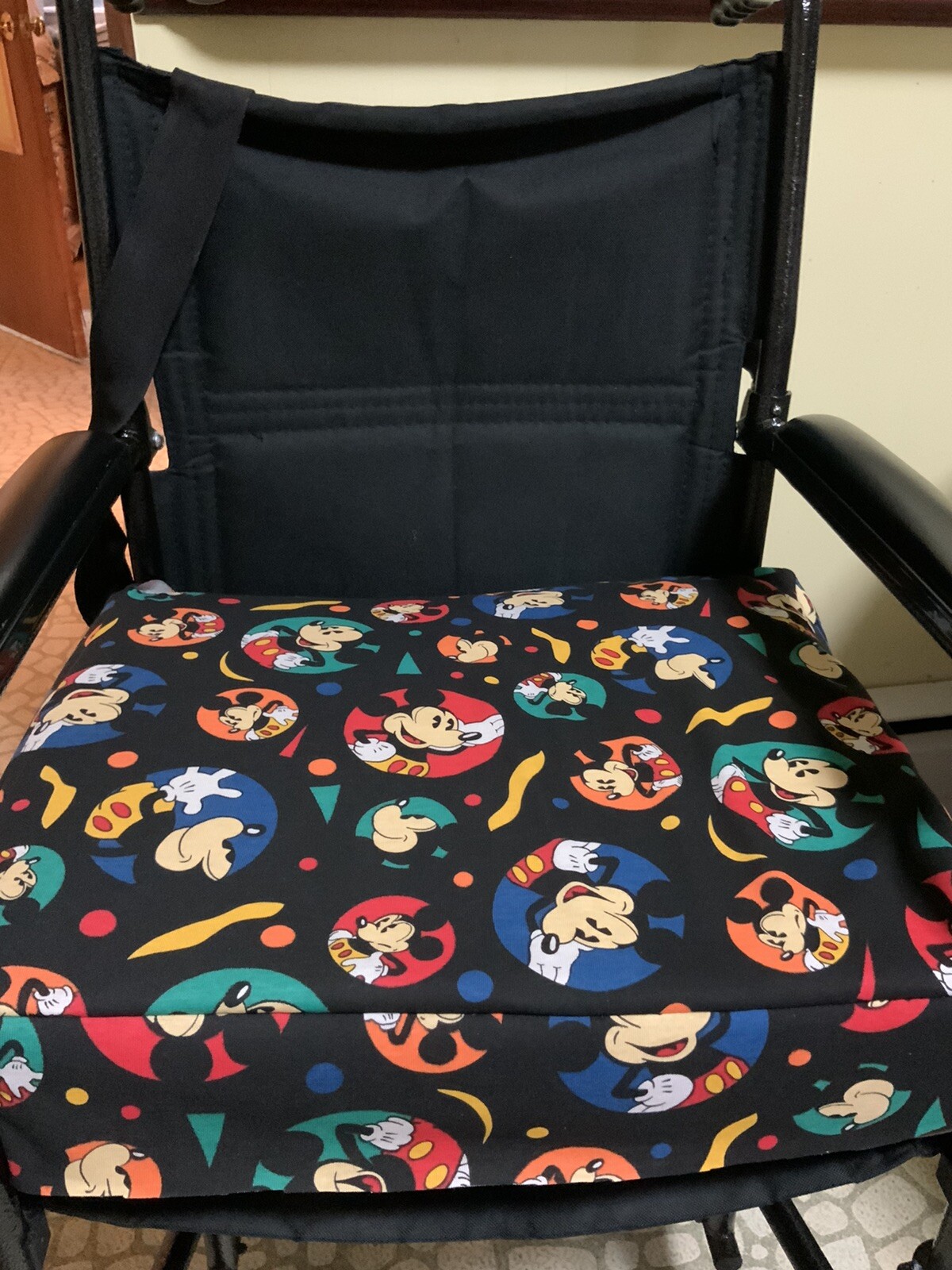 Mickey Mouse Transport Chair Seat Cover,  Blue, Red, Yellow, 20”x16.5”x3”, New
