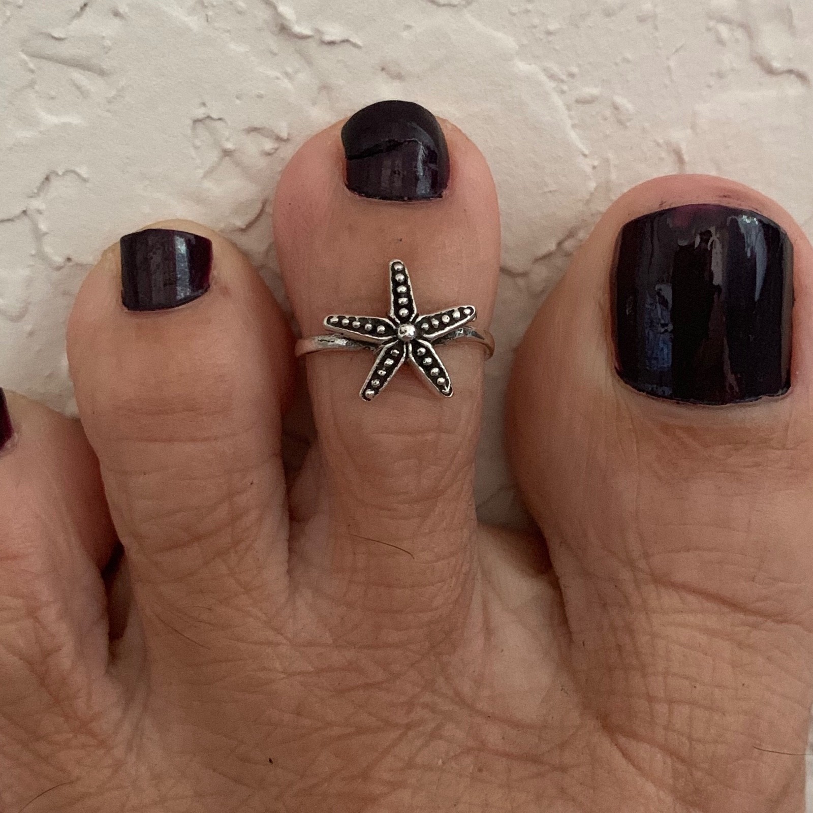 Sterling Silver Starfish Toe Ring, Seashell Rings, Star Fish Jewelry, Ocean Ring