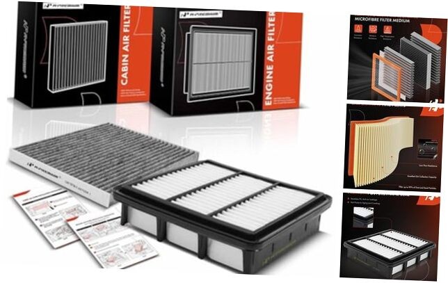 2-PC Engine & Cabin Air Filter with Activated Carbon Compatible with Hyundai