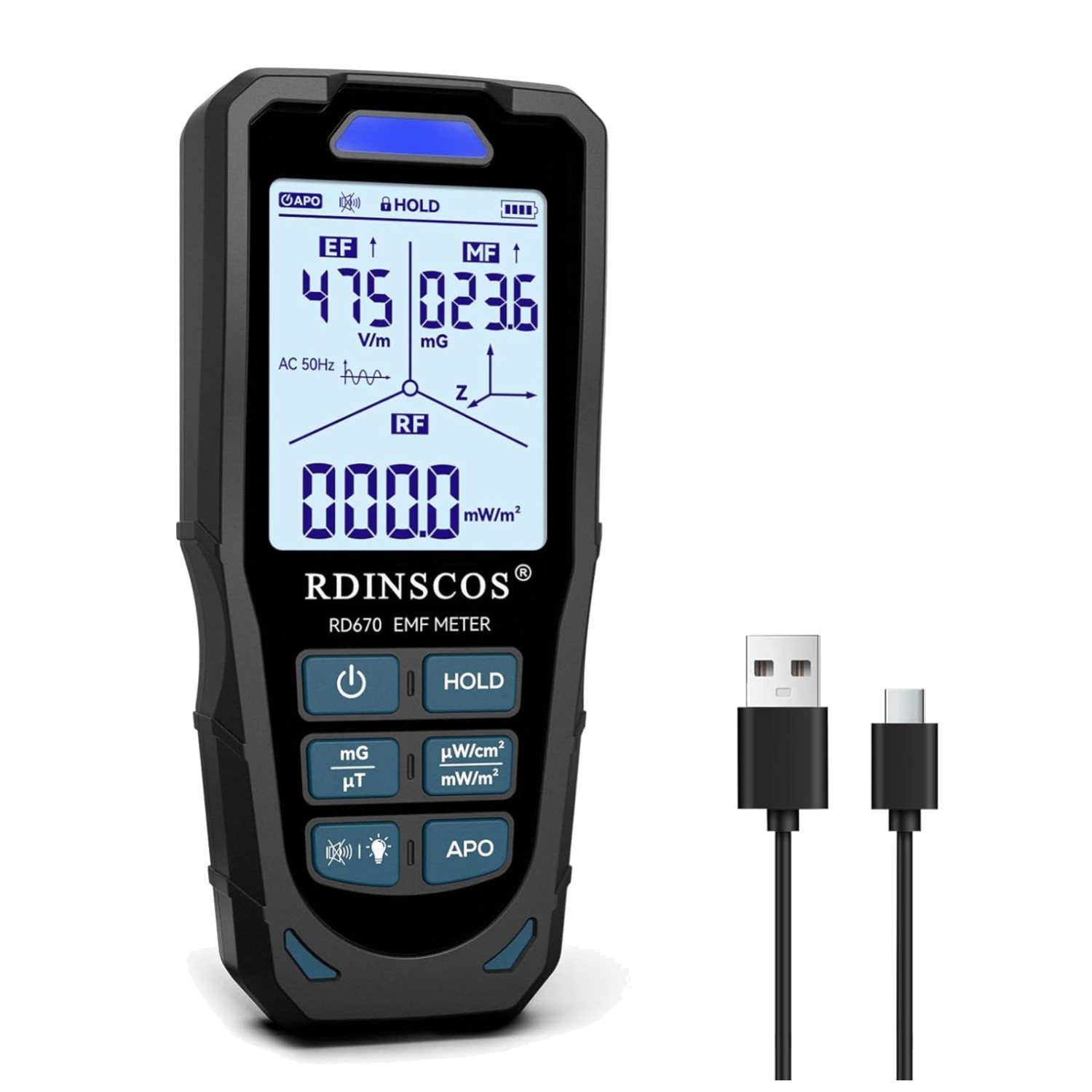 Electric Magnetic RF Field Tester LCD Display