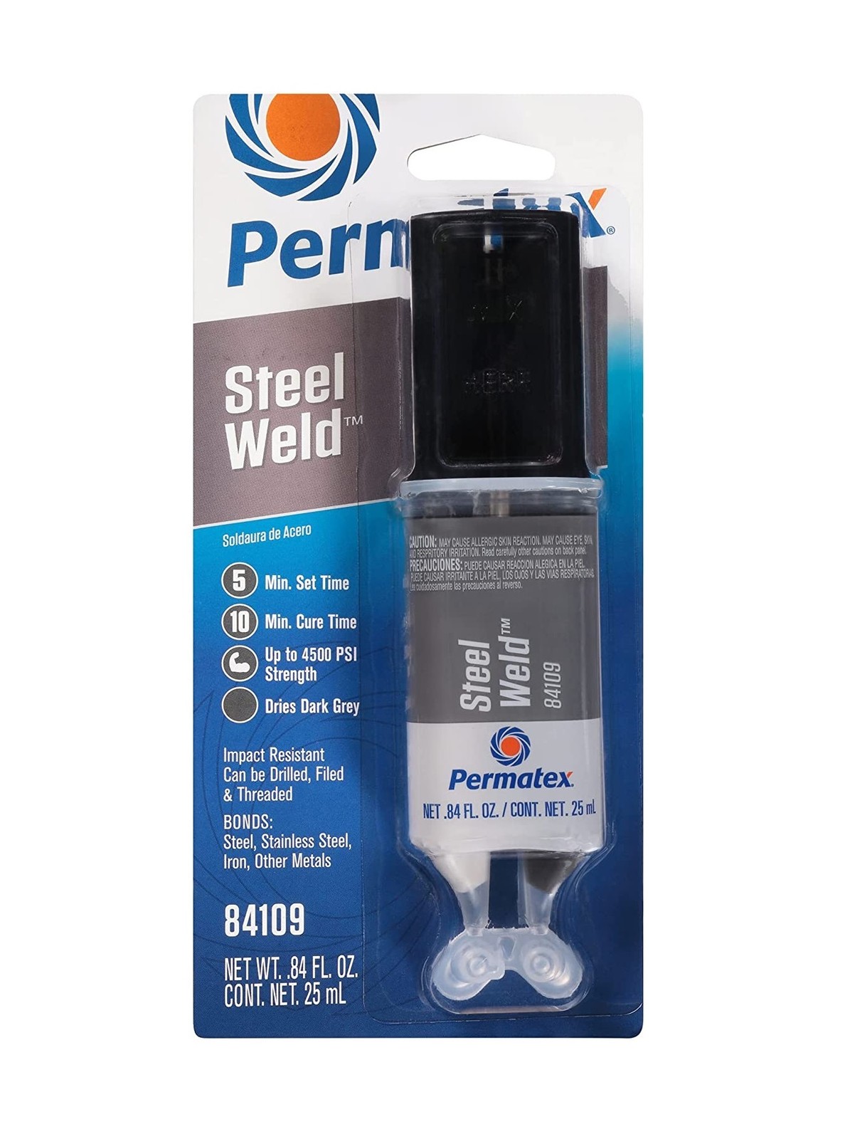 Permatex Steel Weld Epoxy 84109 5-Minute Multi-Metal Epoxy Adhesive 0.84 oz.