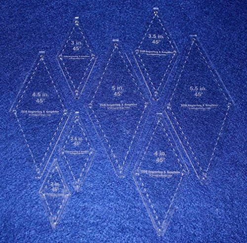 Diamond Templates 8 Pc Set No Tips 2" - 5 1/2"- Clear 1/8" 45 Degree