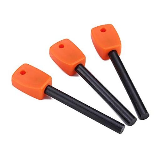 FOSTAR 3 PCS Tactical Ferro (Ferrocerium) Rods, Bushcraft Flint Fire Orange