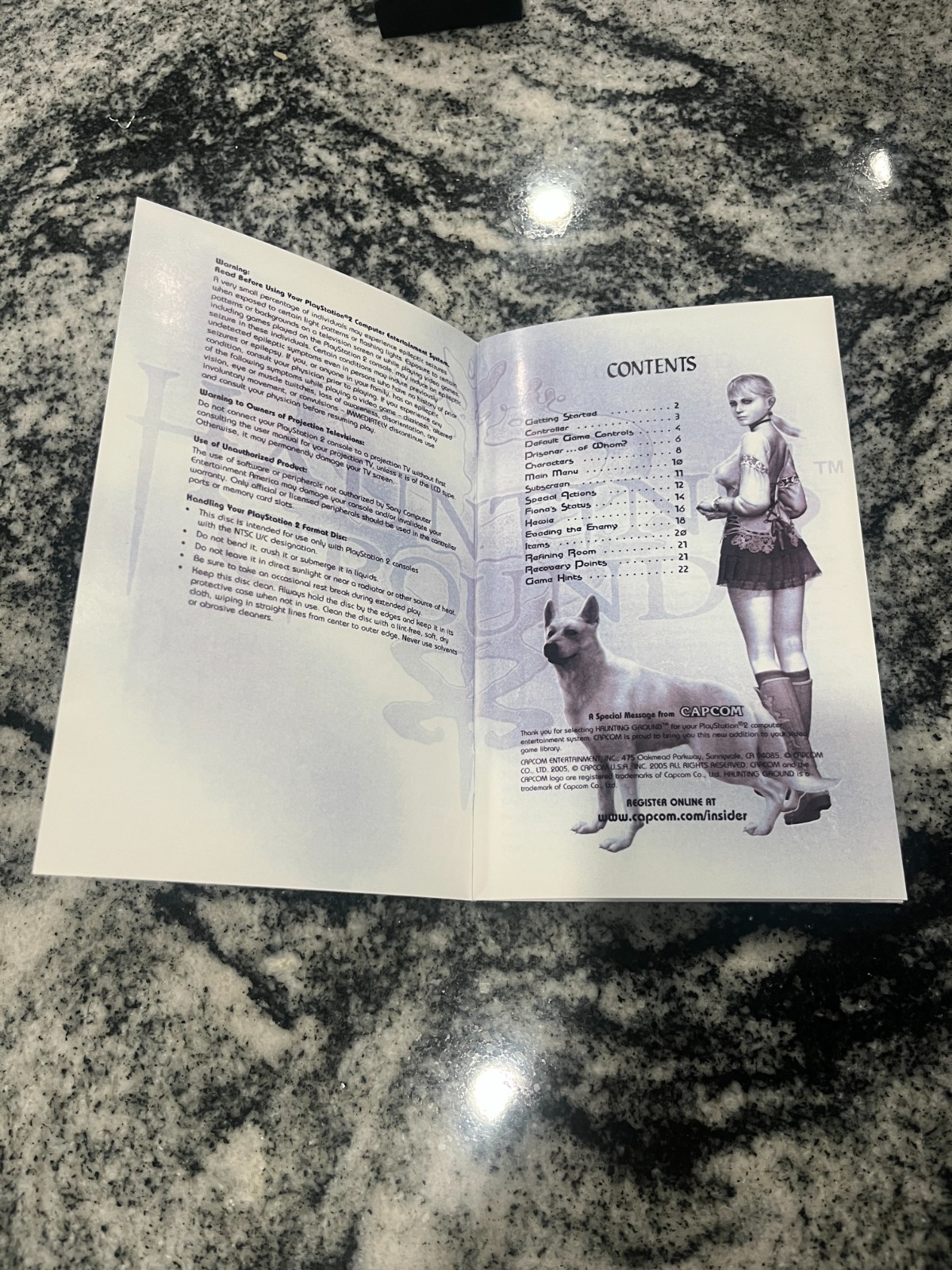Replacement Manual for Haunting Ground - Sony PS2 Instruction Booklet