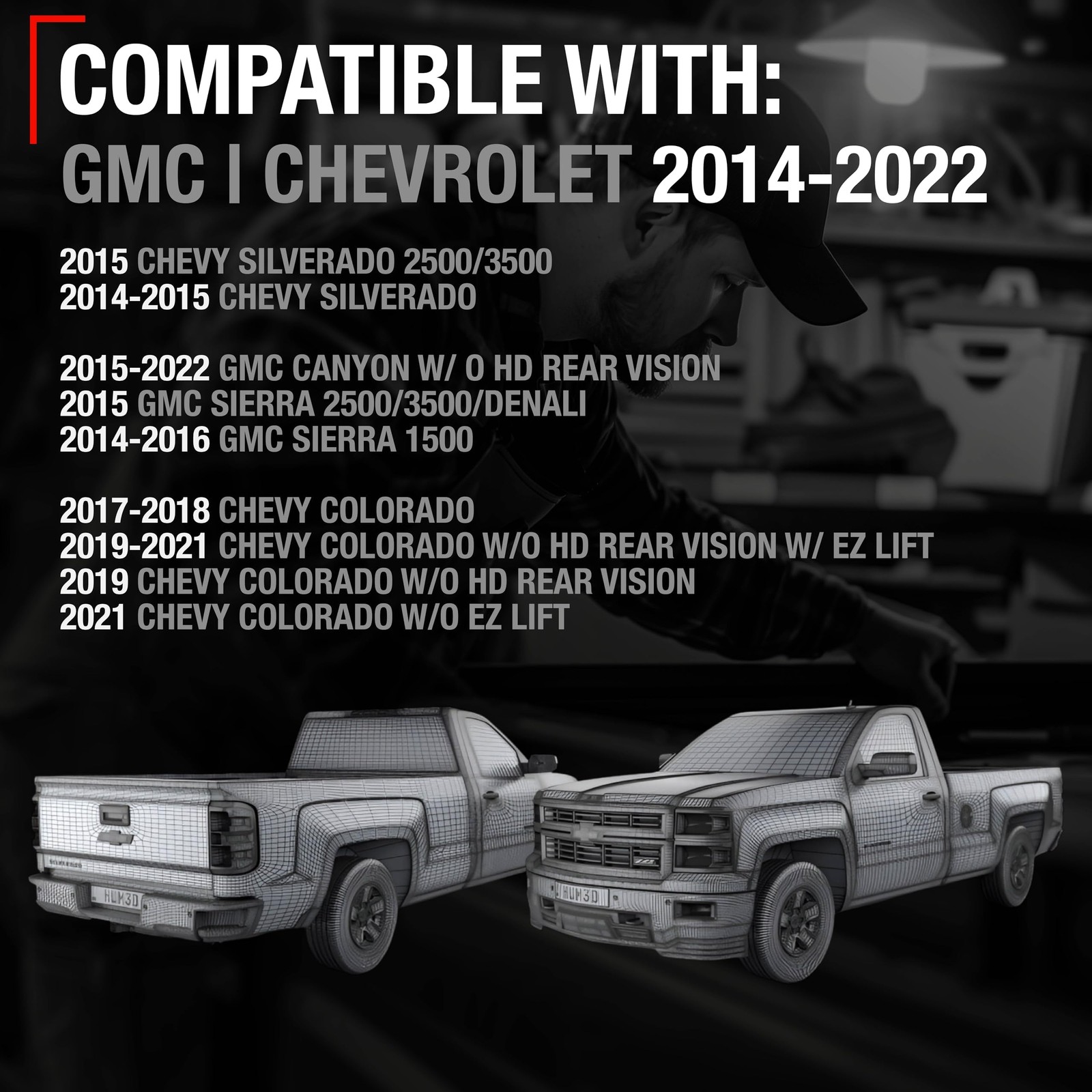 Rear View Backup Camera for Chevrolet Silverado, Colorado, GMC Sierra Canyon