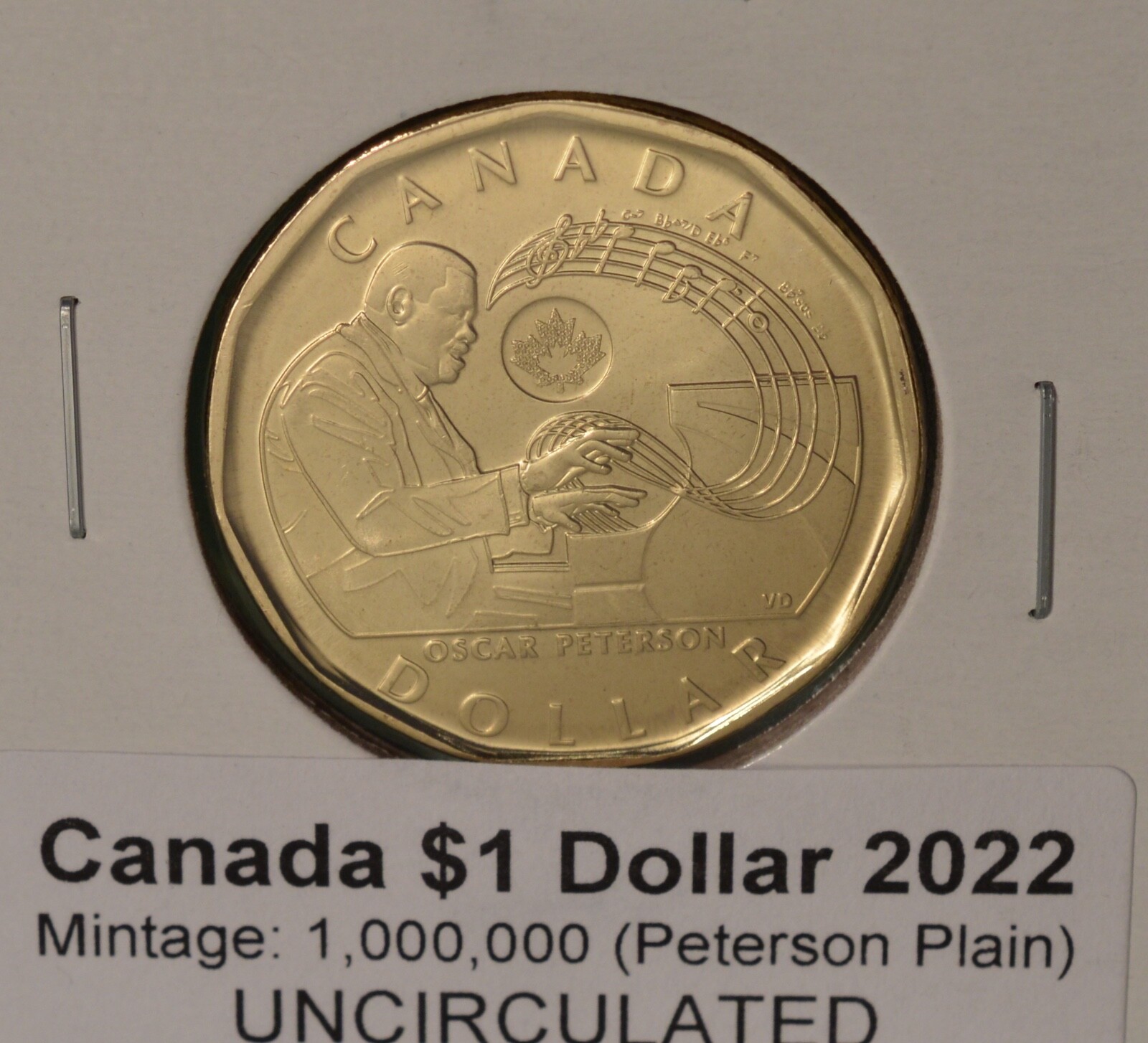 2022 Canada Loonie - Oscar Peterson - PLAIN  - BU UNC - from mint roll  🇨🇦🇨🇦