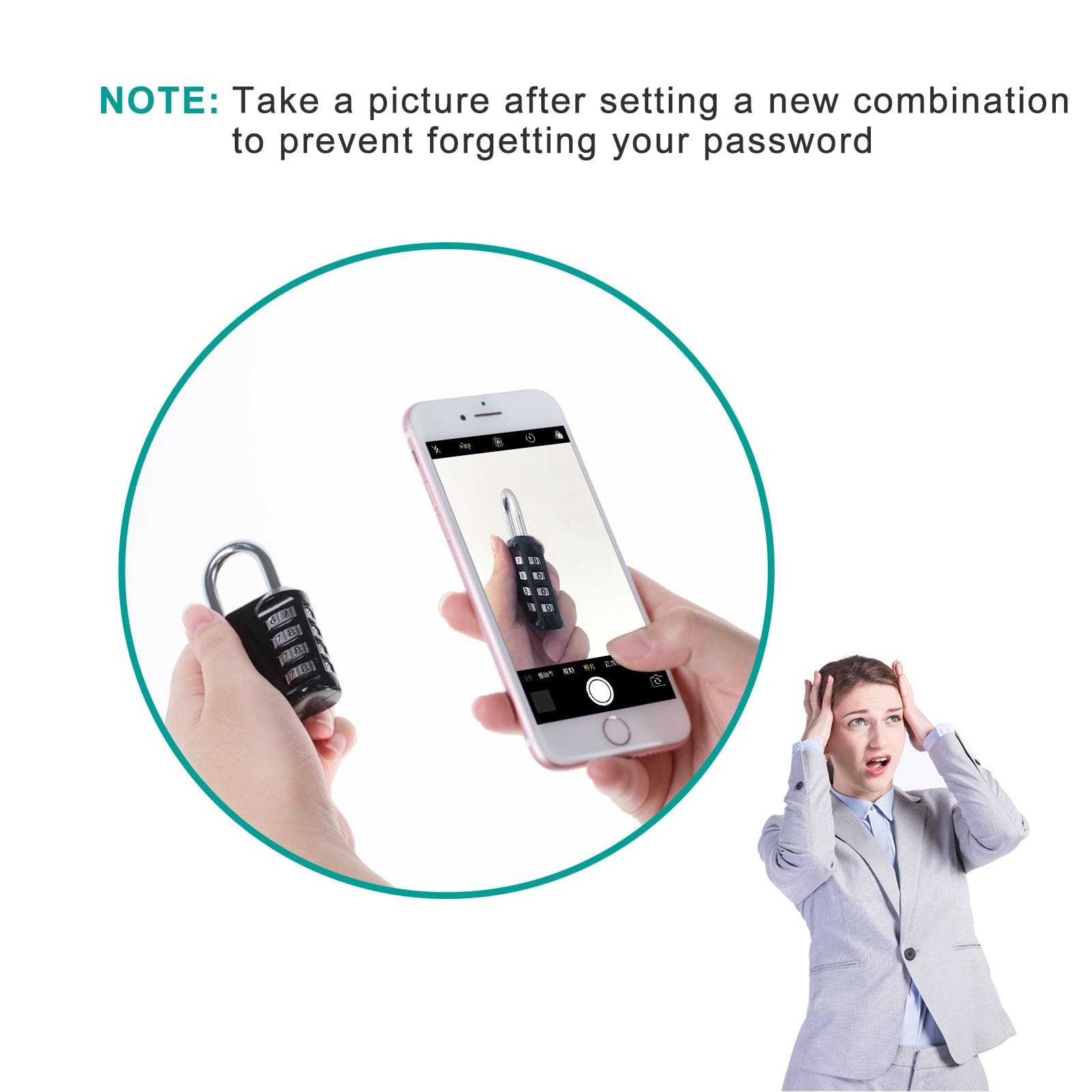 4 Digit Combination Padlock 2 Pack - Waterproof Gym & School Locker Lock - Silve