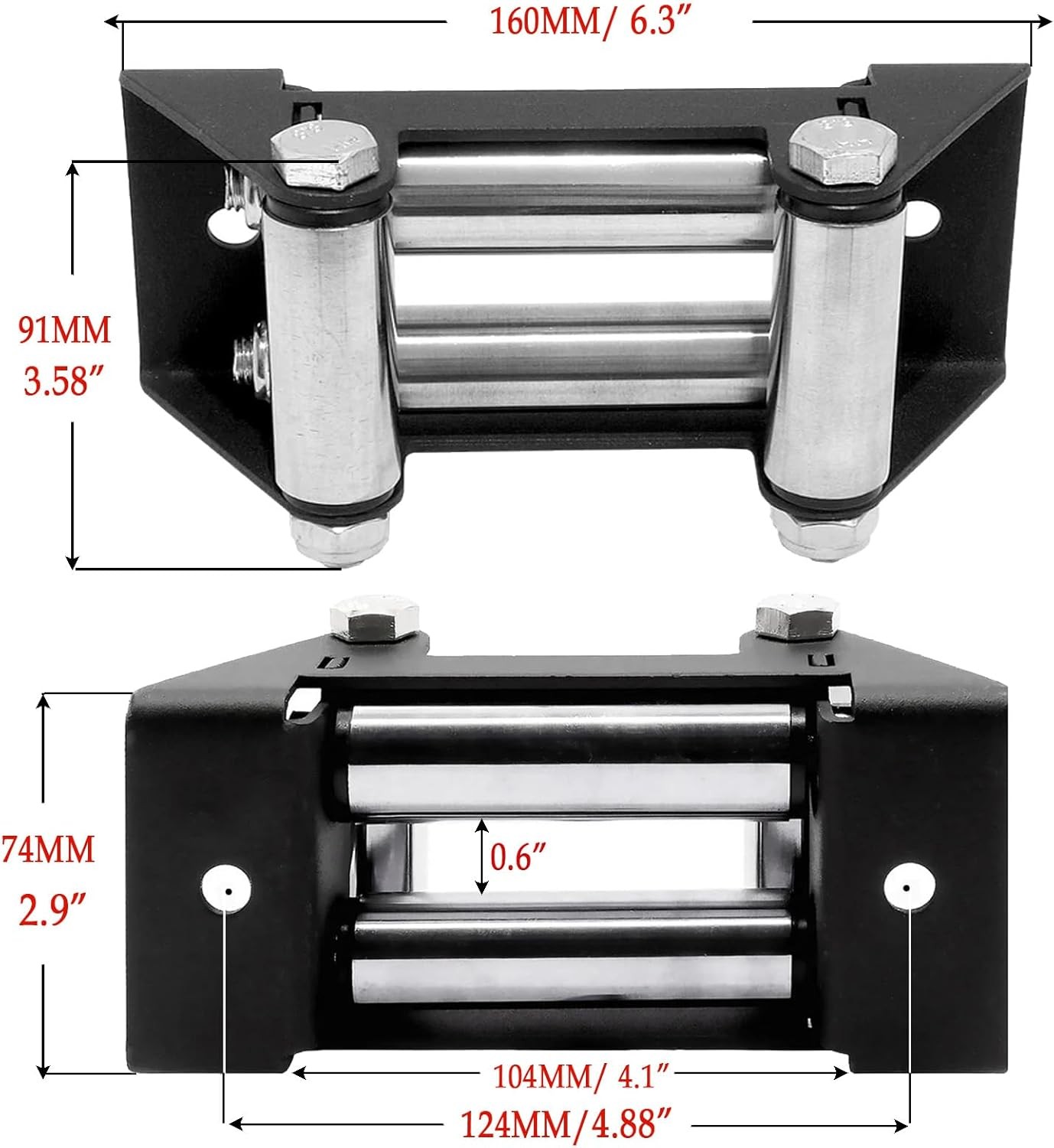 4-7/8" Winch Roller Fairlead ATV UTV Winches 4500Lbs Wire Cable Mount Accessory