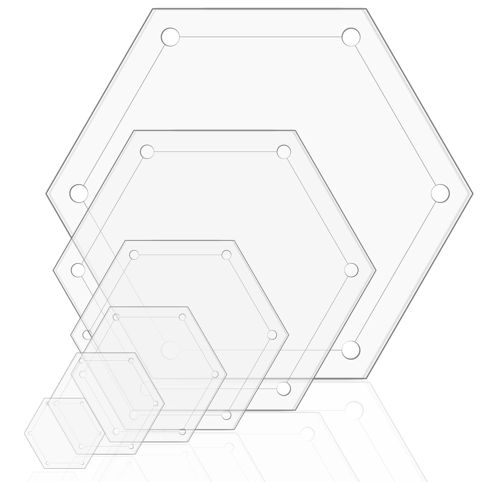 6Pcs Hexagon Quilting Templates Acrylic, 1" 1.5" 2" 3" 4" 5" Multiple Sizes Q...