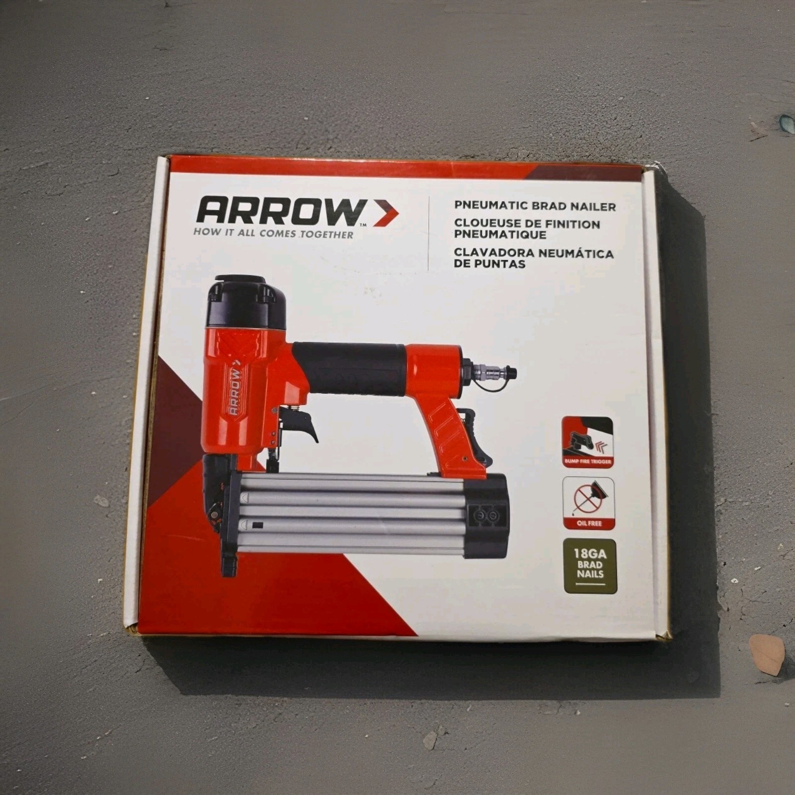 Arrow Fastener PT18G 120 psi 18 ga. Red Pneumatic Brad Nailer Oil Free BRAND NEW