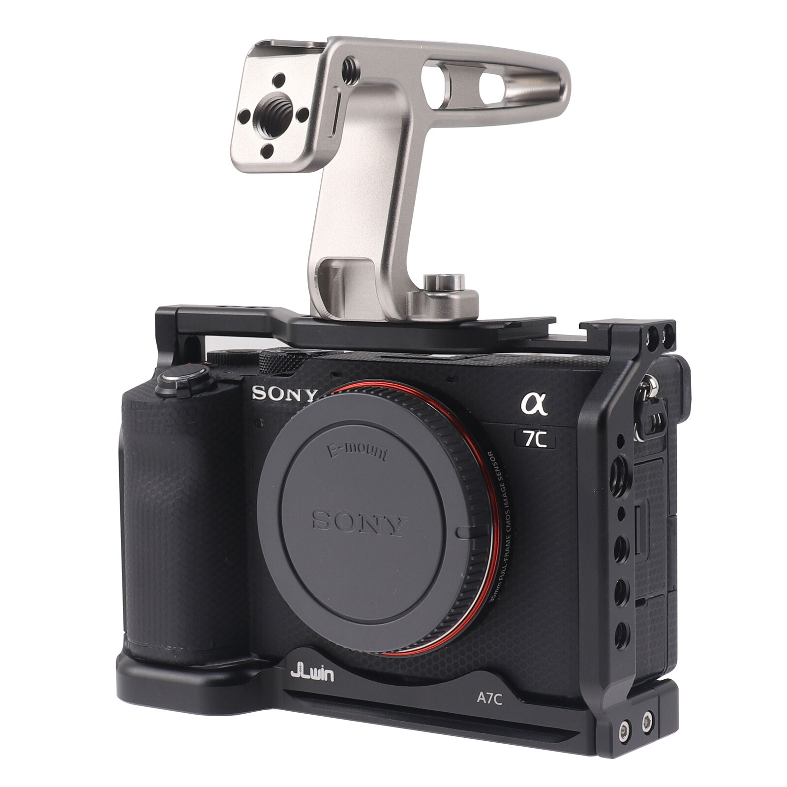 Aluminum Alloy Camera Cage+ 1/4"-20 Thread Top Handle Grip for Sony Alpha 7C A7C