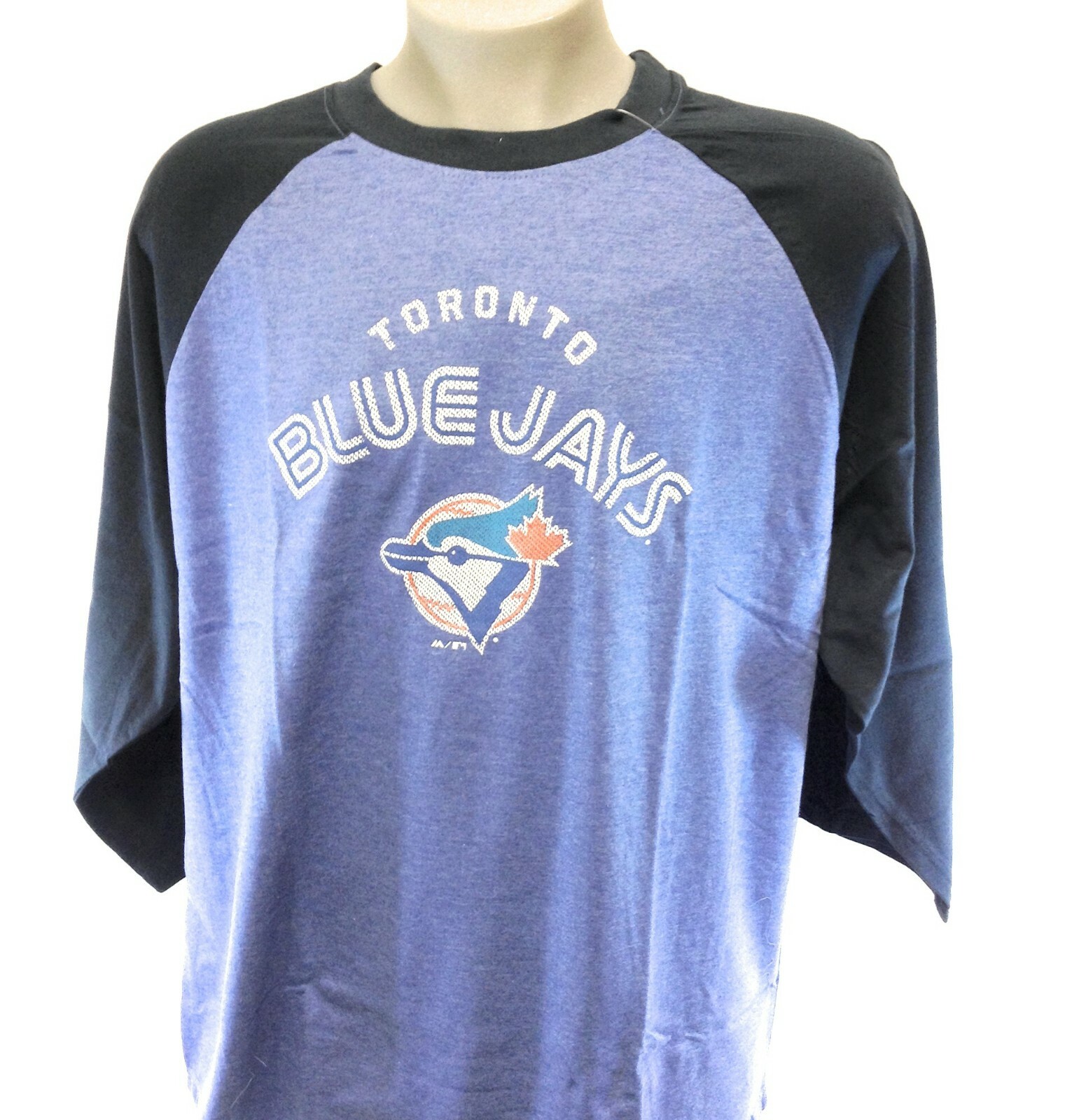 Mens Majestic MLB Toronto Blue Jays Cooperstown Collection Baseball 3/4 T-Shirt