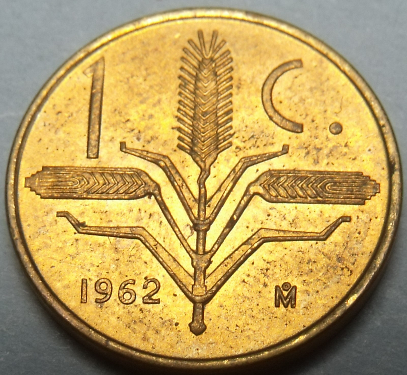 Mexico 1962-Mo Centavo Unc~Oat Sprigs~Brass~Free Shipping