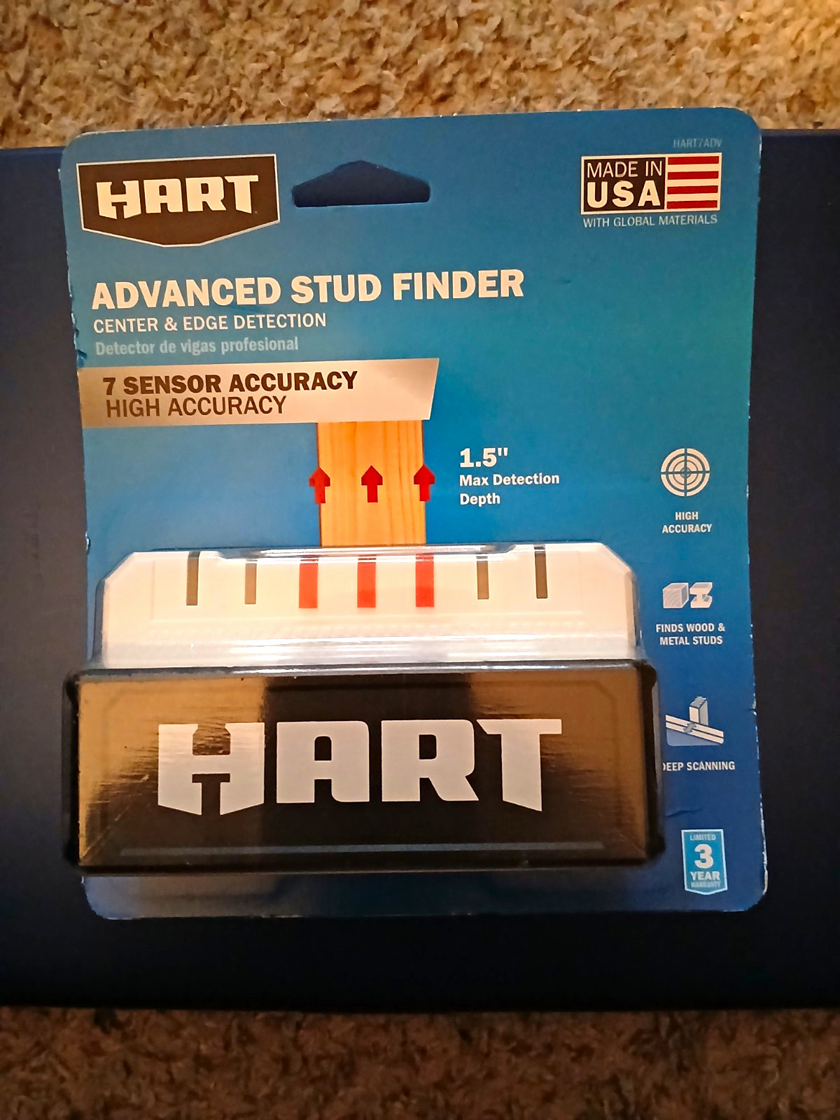 HART Advanced Stud Finder Center & Edge Detection Deep Scanning, 7 Sensors