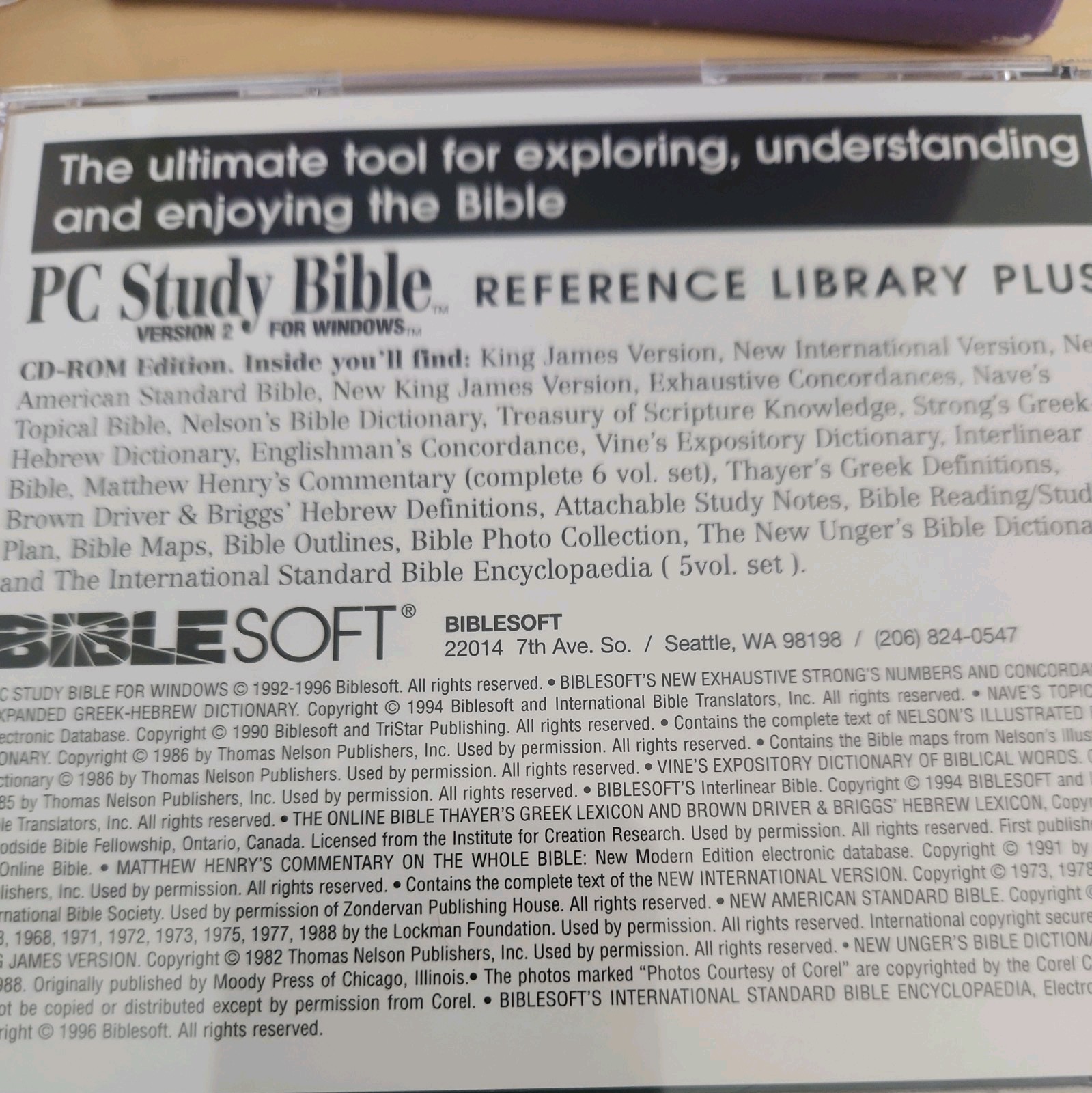 PC Study Bible Version 2 Windows 95 & 3.1 New Reference Library