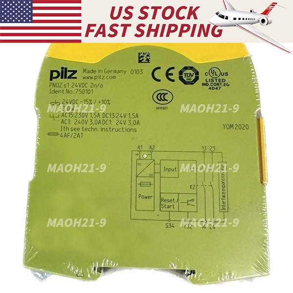 New Sealed pilz 750101 PNOZ s1 24VDC 2 n/o Safety Relay Free Shipping