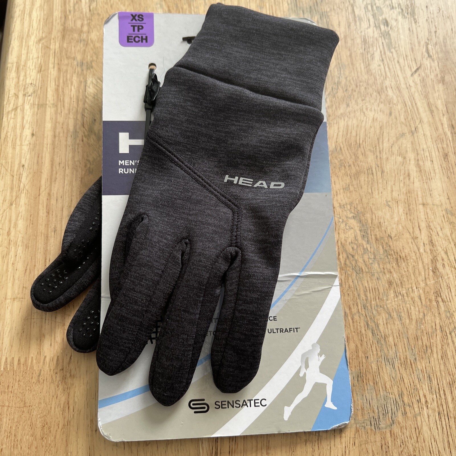 NWT-Head Mens Touchscreen Lightweight Running Gloves-  Gray- Size Extra Small