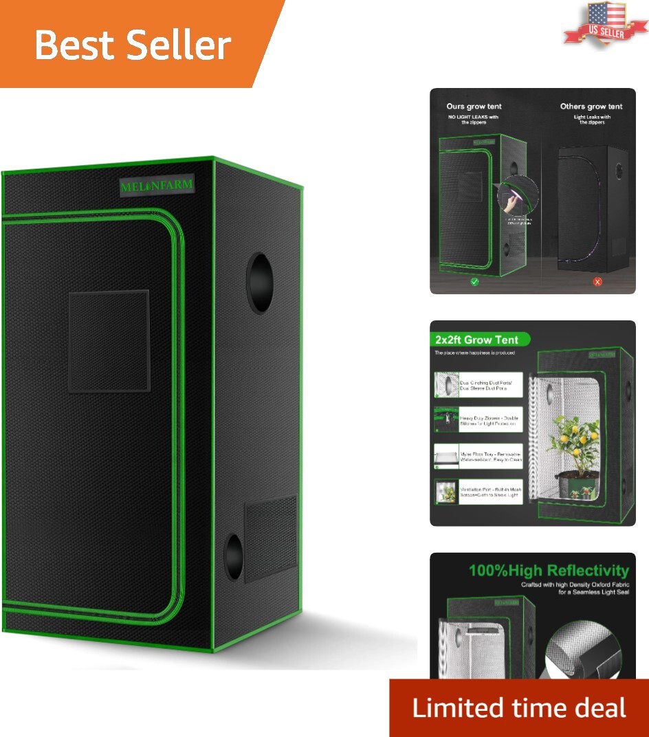 Versatile Hydroponic Grow Tent - 2x2 Size with Transparent Observation Windows