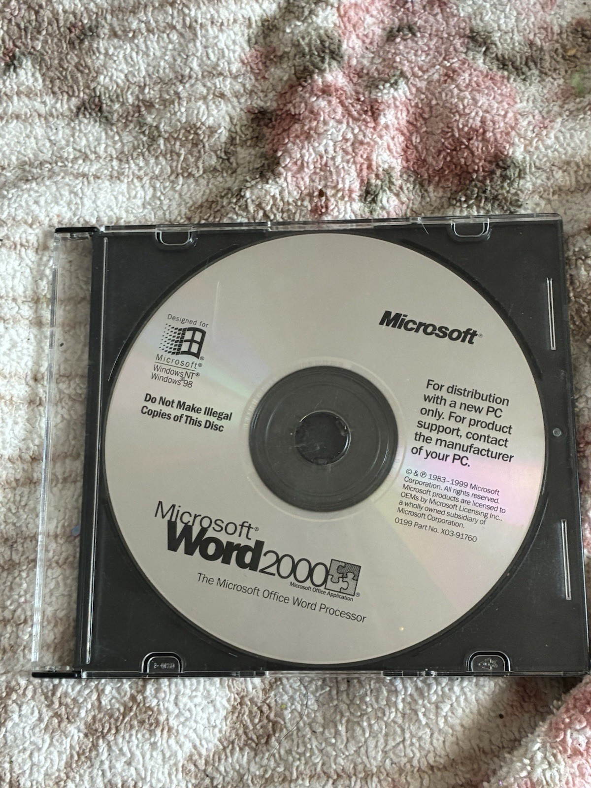 Microsoft Word 2000 OEM Word Processor CD English Win NT/98 MPN X03-91760
