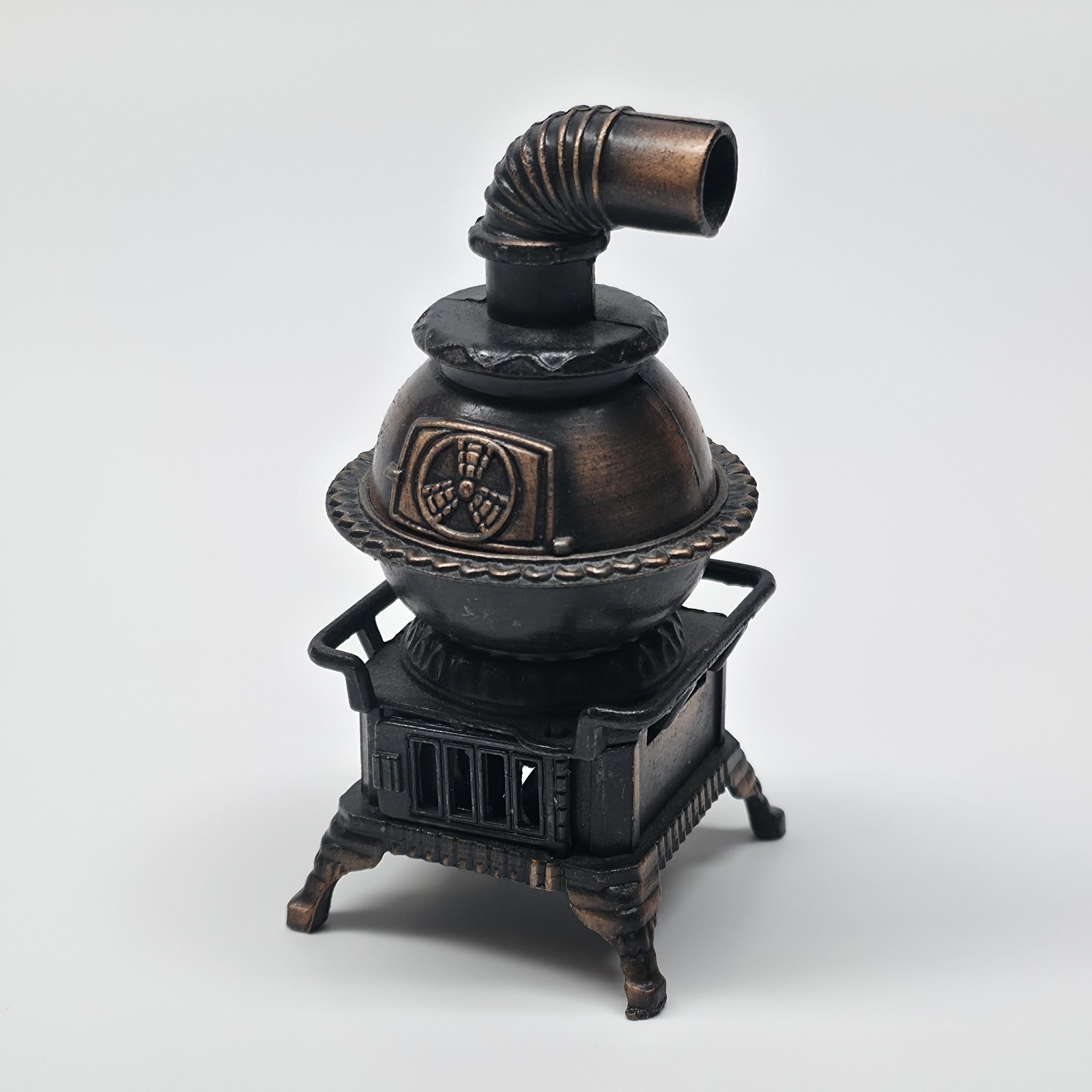 Pot Belly Wood Stove Pencil Sharpener Antique Finished Die Cut Metal Door Opens