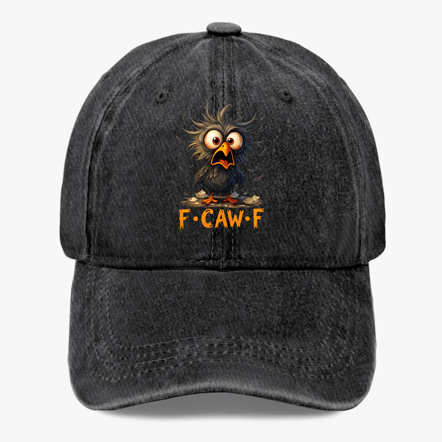 Cartoon Crow Baseball Cap F-CAW-F Humor Graphic Dad Hat Unisex Adjustable