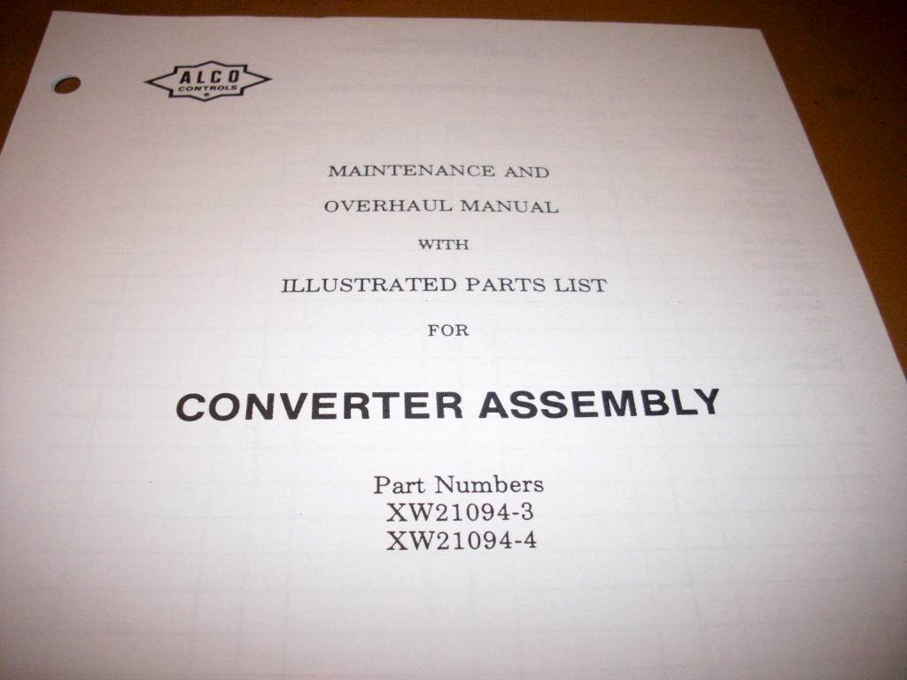 Alco Controls Converter XW21094-3 & XW21094-4 Overhaul & Parts Manual