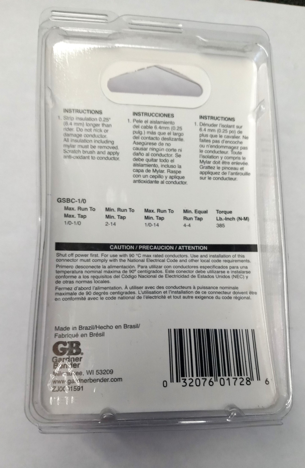 Gardner Bender GSBC-1/0 #4-#0 AWG Solid Copper Split Bolt Connector (2 Packs)
