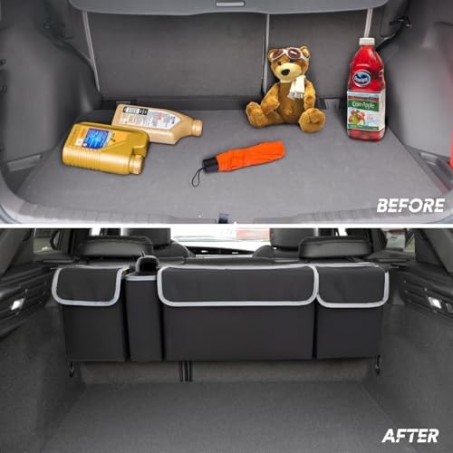 Car Trunk Organizer, Auto Waterproof Sturdy Backseat Hanging Large Black