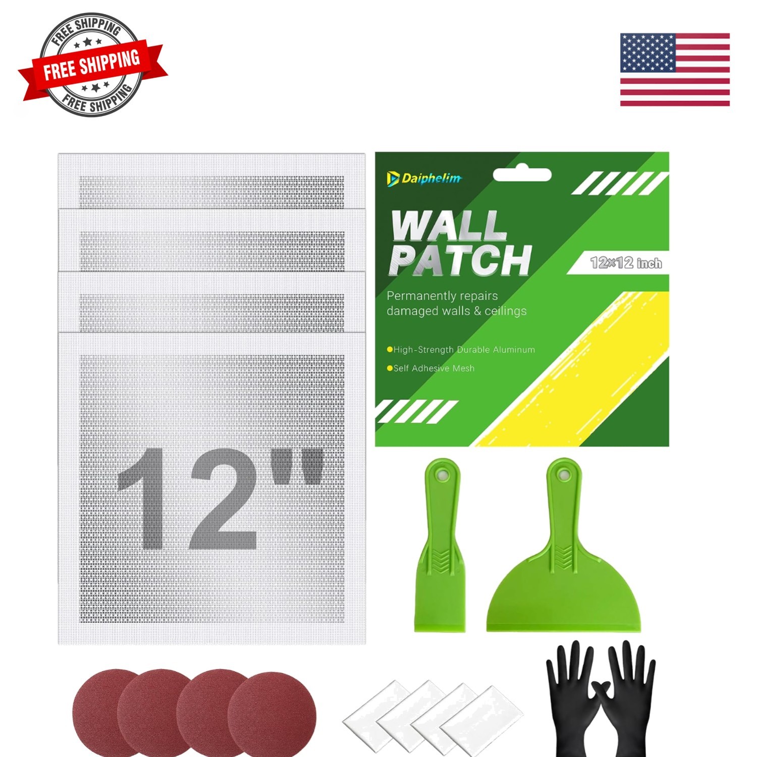 12 x 12 Inch Drywall Repair Kit – 4 Pcs Large Drywall Patch for Wall & Ceilin...