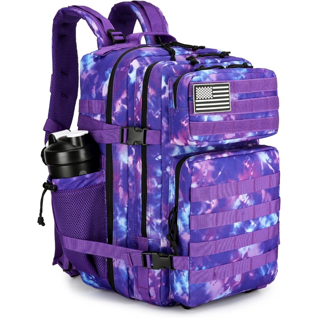45L hiking backpack, with purple camouflage pattern, suitable for hiking use