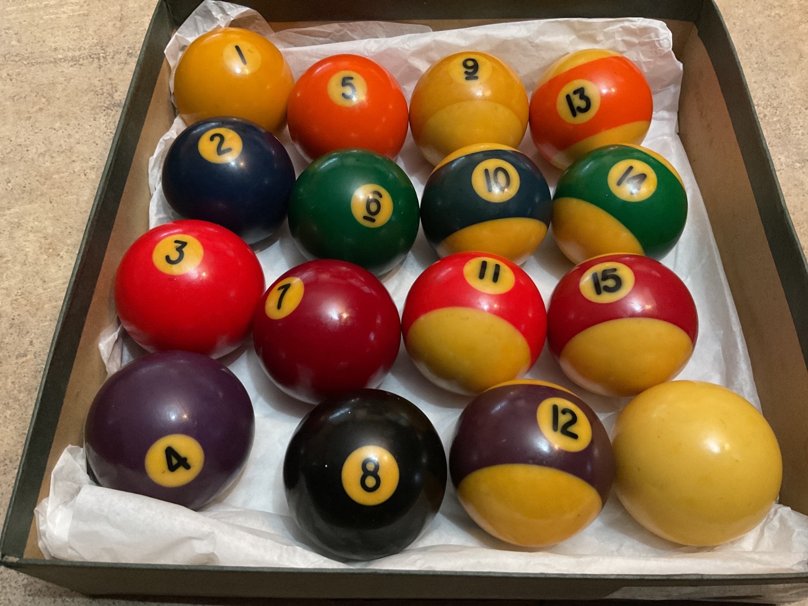Vintage Multicolor Bakelite Billiard Balls 2" Pool Game Pool Balls Set 16 balls