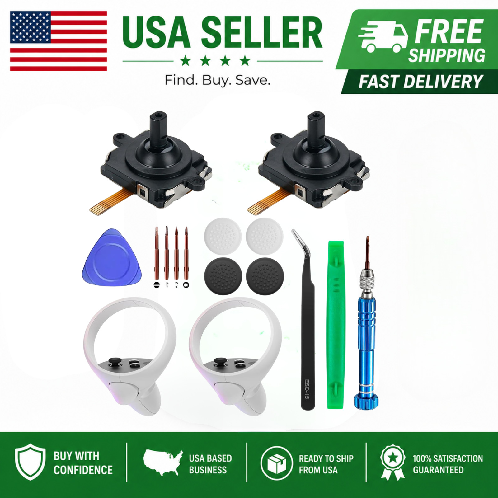2 Pack Joystick Replacement for Oculus Quest 2 Controller/Meta Quest 2 Controlle