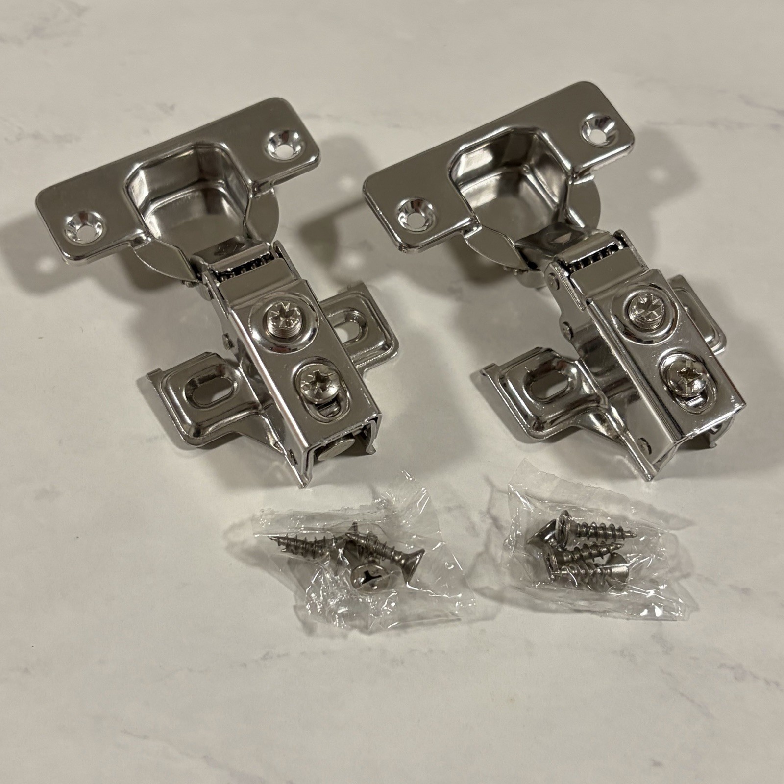 [1 PAIR] - 1/2 inch Overlay Soft Close Cabinet Door Hinges - Adjustable