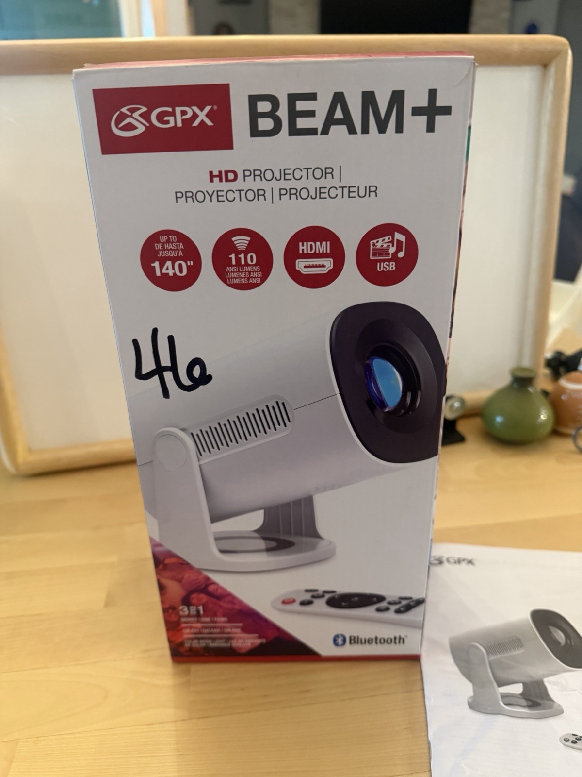 GPX Beam+ HD Projector Bluetooth HDMI USB Up To 140" Open Box