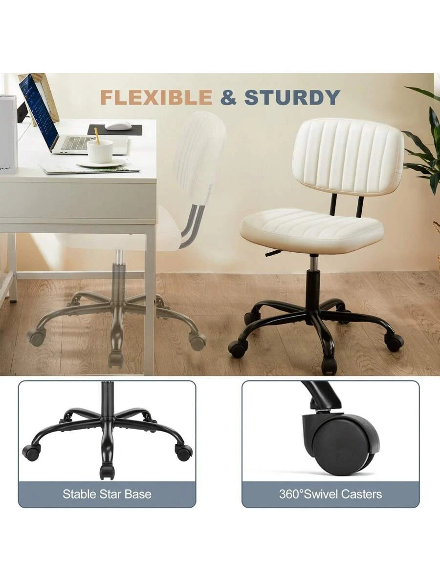 Armless Office Chair Adjustable Swivel Computer Mesh Desk Chair