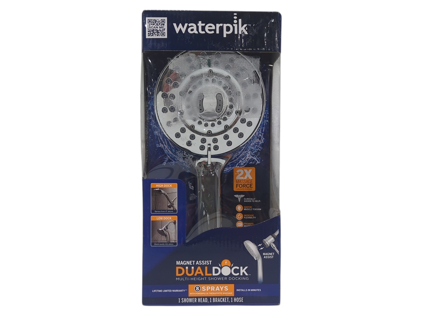 Waterpik QMR-863ME 8-Spray Handheld Shower Head 1.8 GPM Chrome