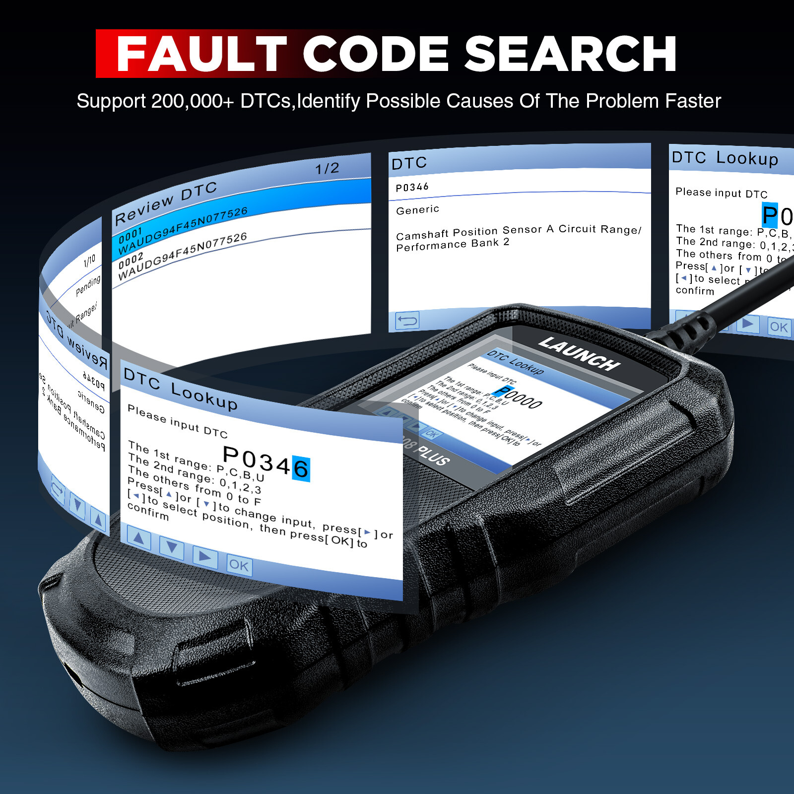 LAUNCH CR3008 PLUS Fault Code Reader Scanner OBD2 EOBD Car Diagnostic Scan Tool