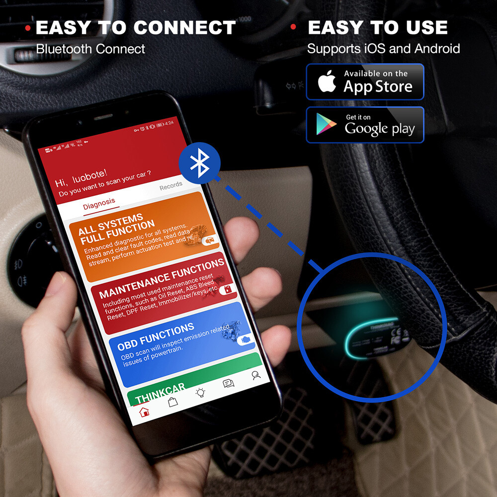 Thinkdiag OBD2 Scanner Code Reader Bidirectional Diagnostic Tool ECU Key Coding