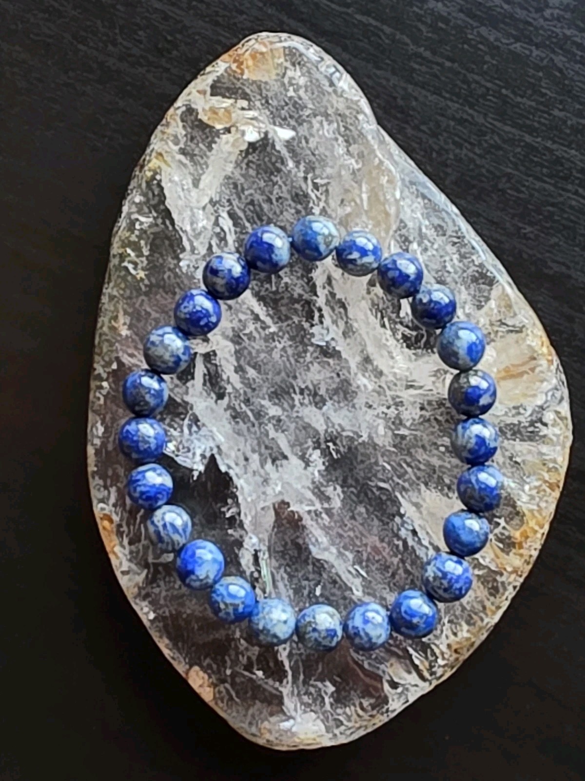 8mm Natural Lapis Lazuli Crystal Bracelet 7" Stretchy