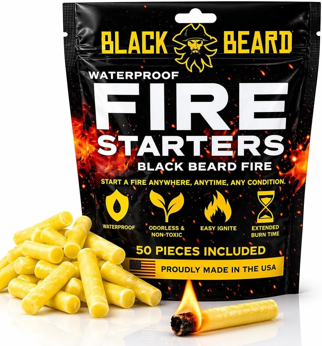 New Fire Plugs 50 Plugs | 100% Weatherproof Fire Starter for Campfire...