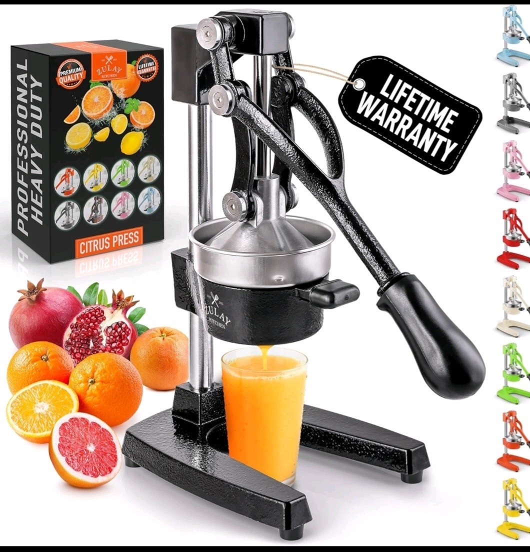 Zulay Kitchen Cast-Iron Orange Juicer - Easy-to-Clean Heavy-Duty Manual Juicer,