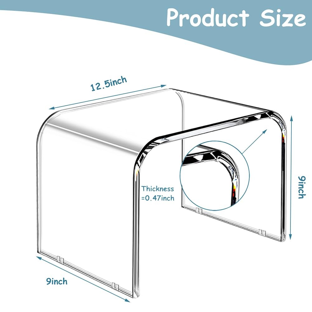 Kids' Step Stool 9'' Acrylic Transparent Step Stools Strong Load 250 Lbs One ...