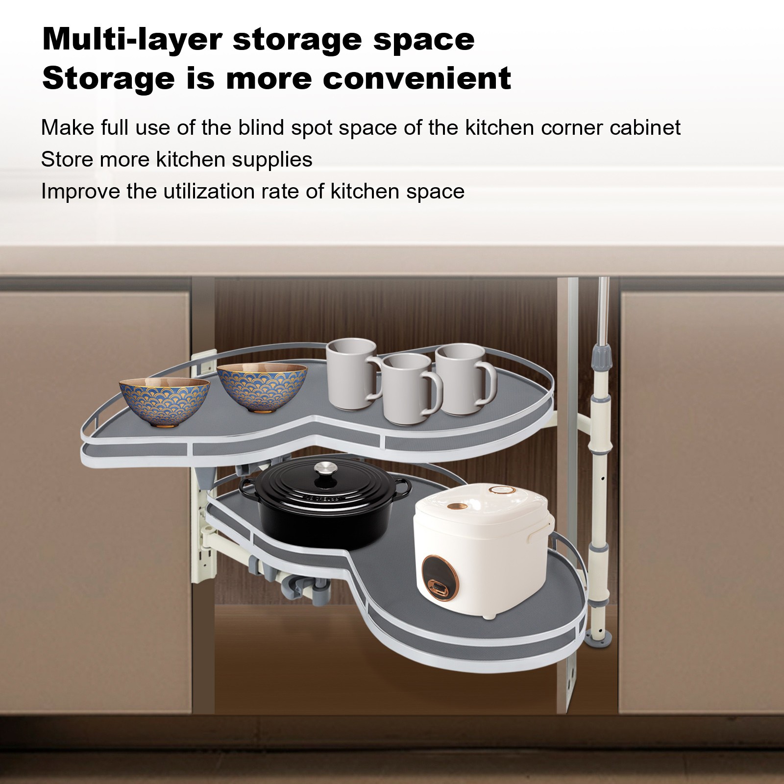 Kitchen Blind Corner Cabinet Pull Out Shelves 2-Tier Left Pull-out Organizer