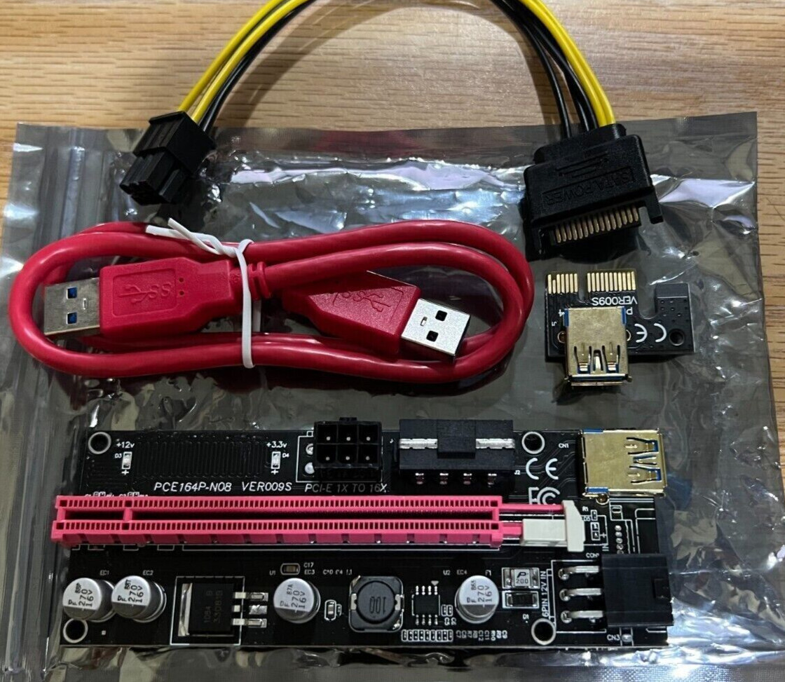 PCI-E 1X to 16X Riser 6 Pin for Video Card/Graphics Card PCE164P-N08 VER009S