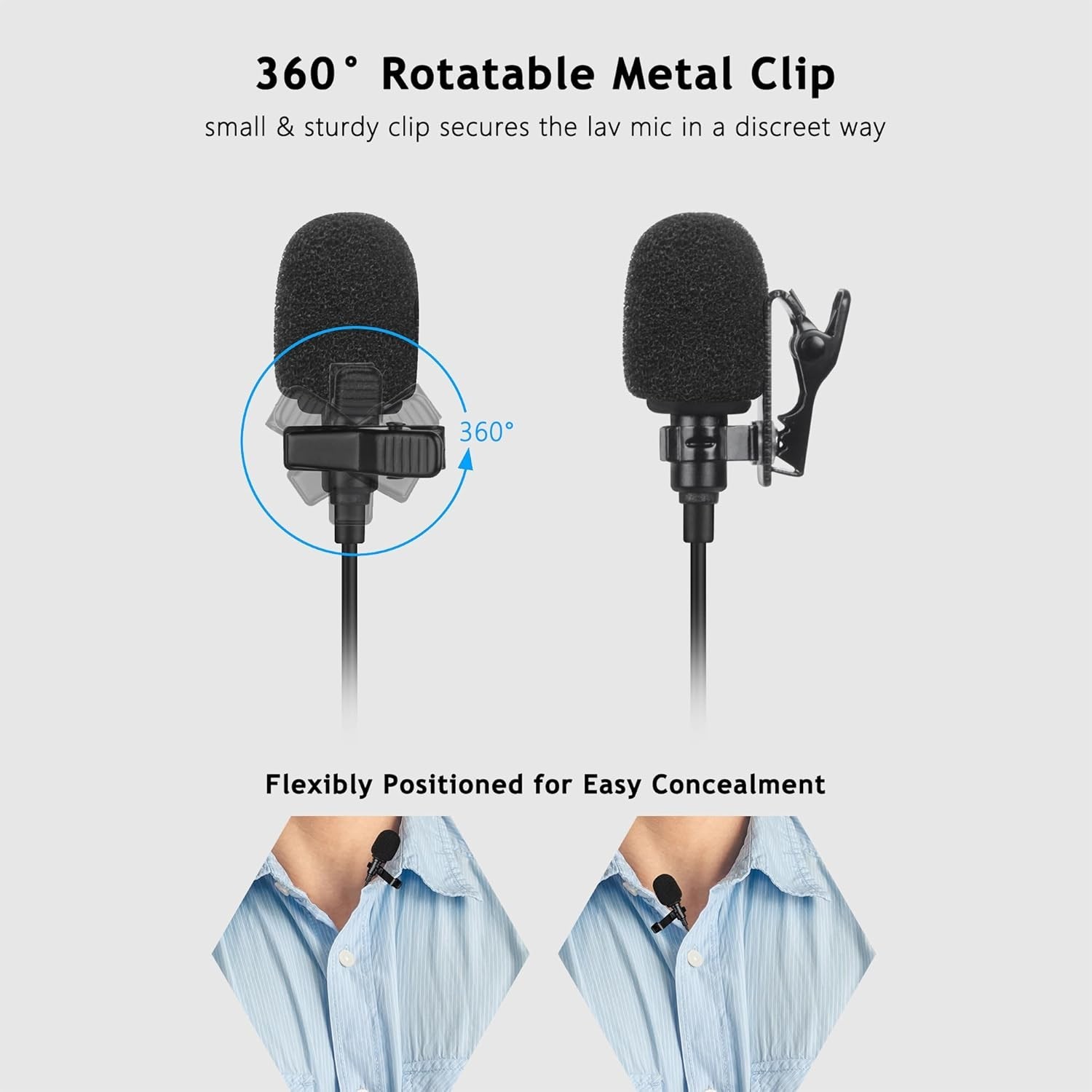 2 Pack Lavalier Microphone for DJI Mic 2 & Rode Wireless GO 2 Transmitters