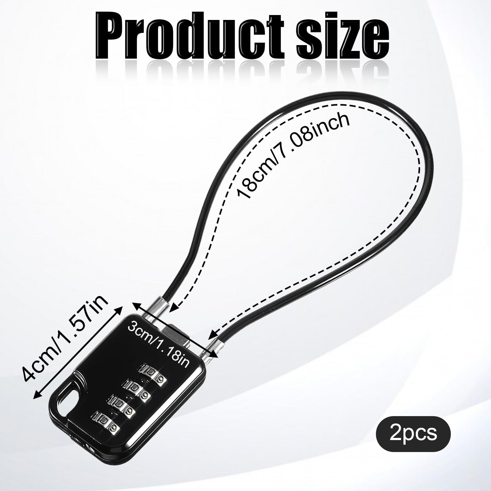 2 PCS Compact Design Resettable 4-Digit Combination Padlock with Small, Black